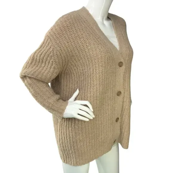 Jenni Kayne Women Size XS Cardigan Cocoon Sweater Knit Alpaca Wool Blend Oatmeal